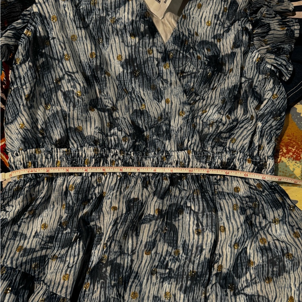 Aqua Blue Floral Ruffle V-Neck Mini Dress - Picture 4 of 5
